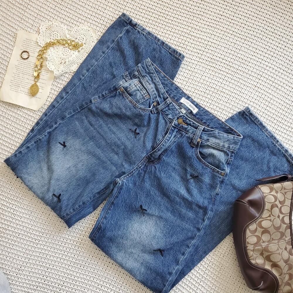 Love soho high waisted bow design denim jeans